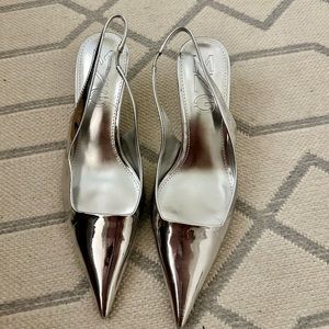 Mango Silver Kitten heel